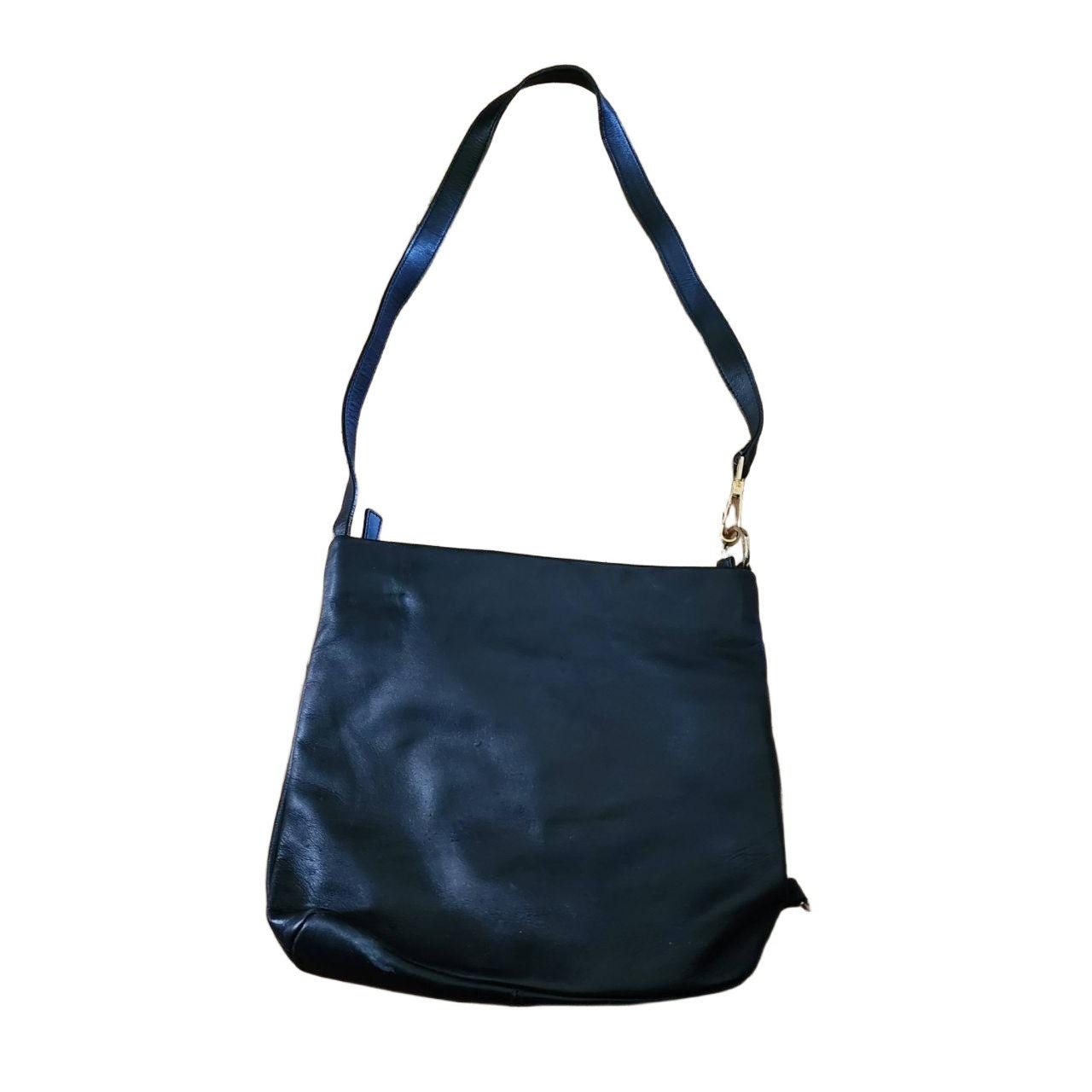 Etienne Aigner Bag Womens Size Shoulder Black Leather Adjustable Gold Hardware C